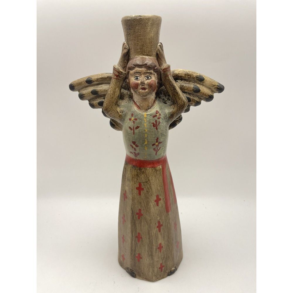 Terracotta Angel Peruvian Style‎ Candleholder Handpainted